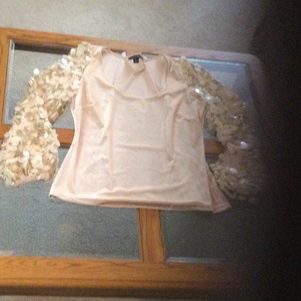 Boston Proper Cream and Gold  Long Sleeve Blouse - Picture 6 of 8